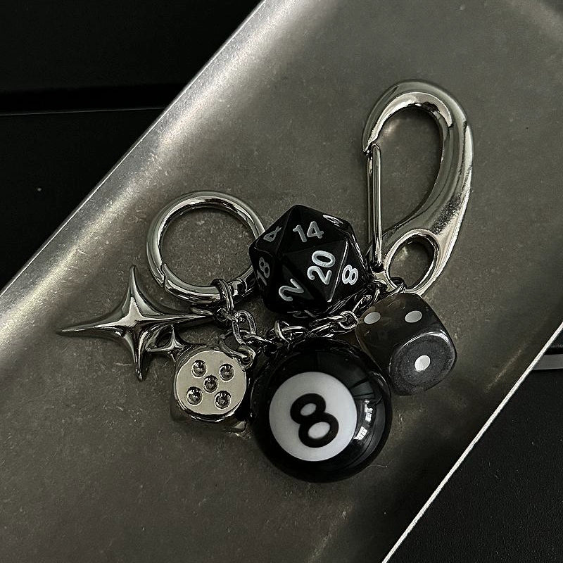 Dice Keychain Black and White