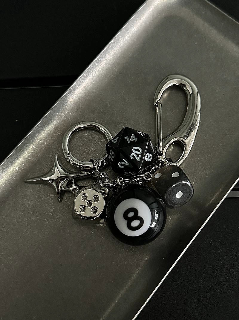 Dice Keychain Black and White