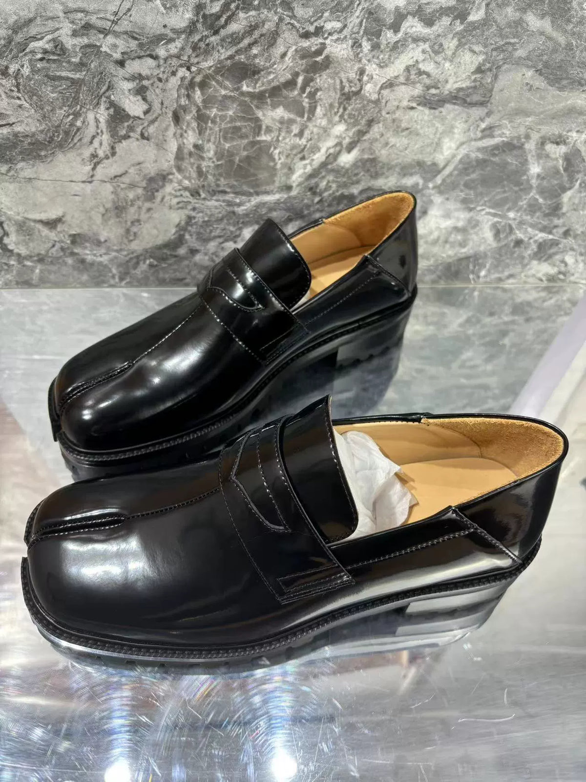 Split Toe British Leather Loafers