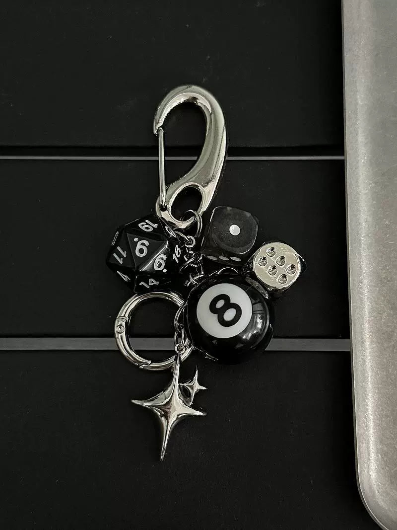 Dice Keychain Black and White
